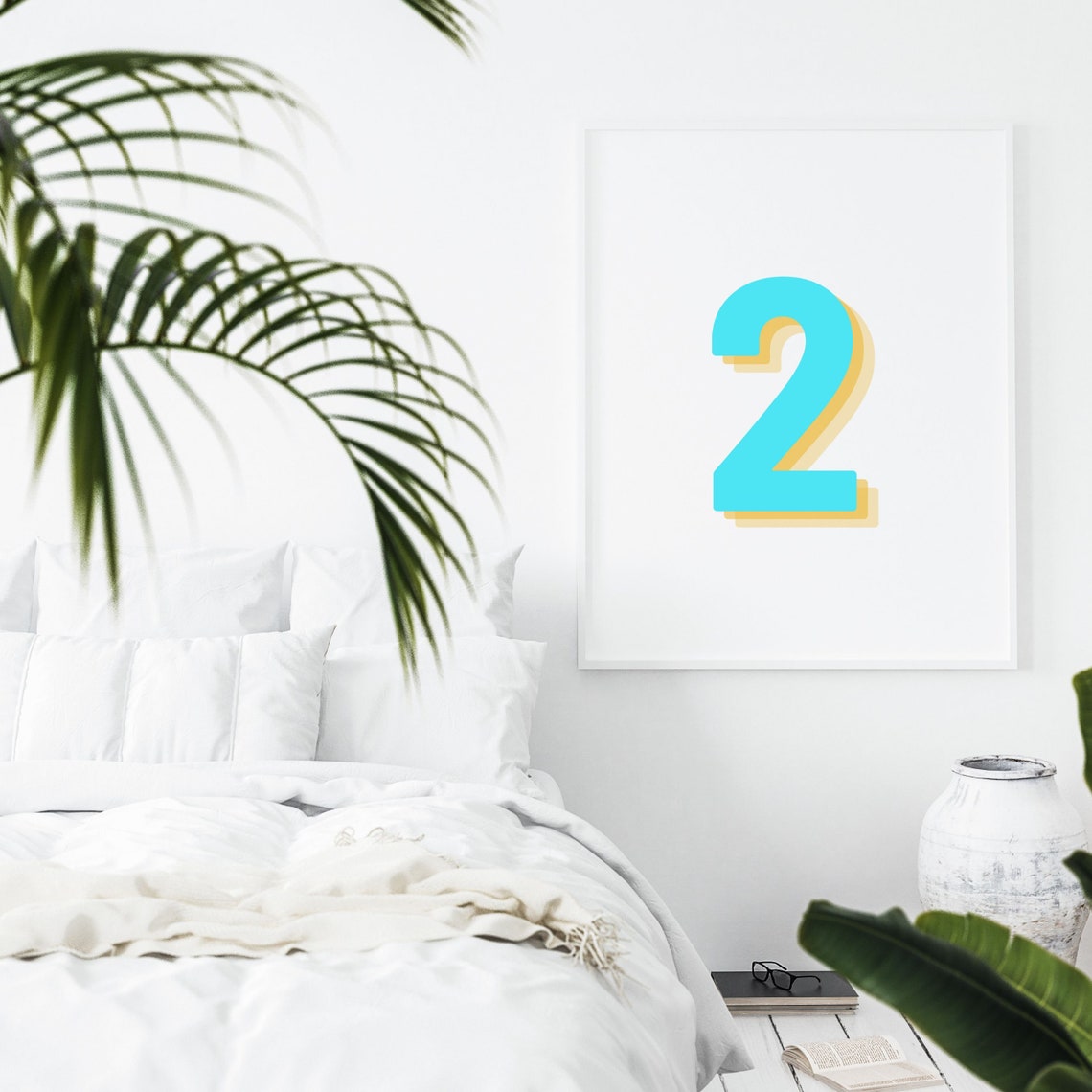 Retro 3D Neon Blue Number 2 Poster - Image 4