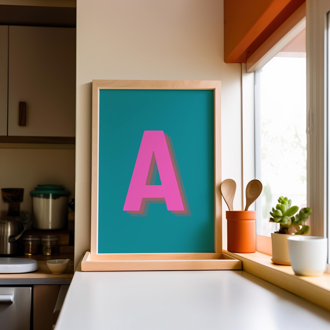 Retro 3D Letter A, Colorful Initial Print - Image 3