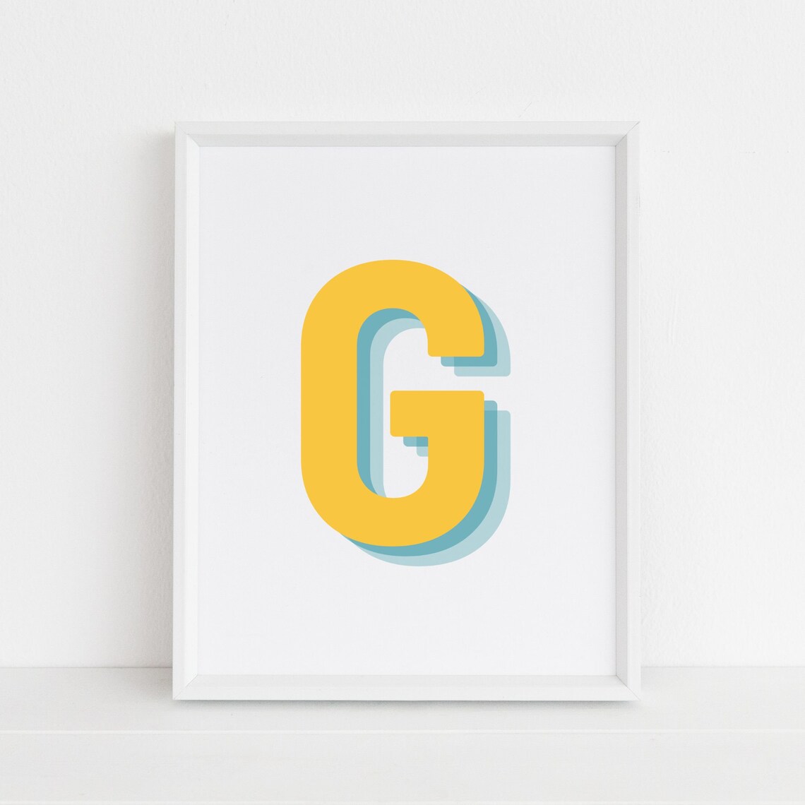 Retro 3D G Letter Monogram, Nursery Wall Art