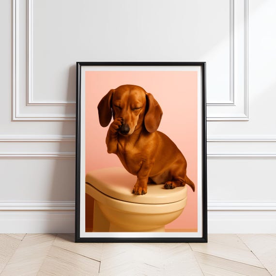 Funny Dachshund Bathroom Print What Is That Smell Minimalist Dog Art