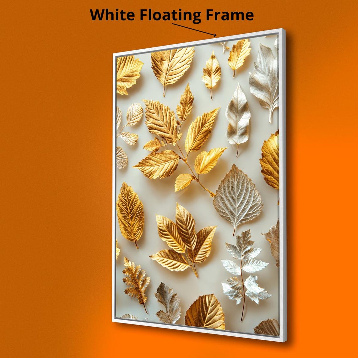 Gold Silver Leaves Elegant Metallic Botanical Fall Foliage Poster - Image 3