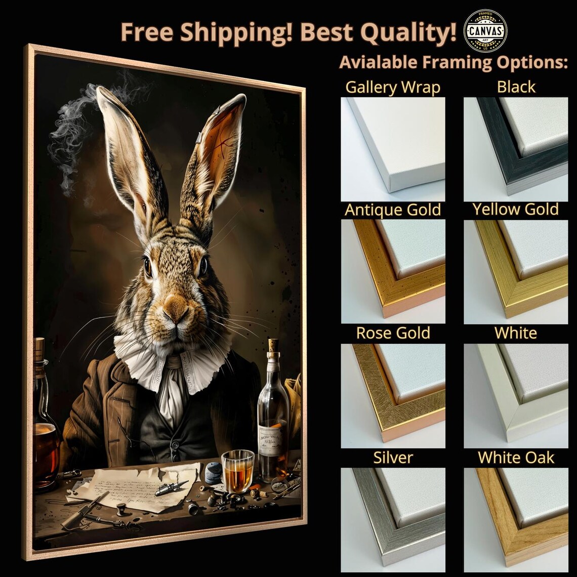 Victorian Bunny Vintage Rabbit Wall Art Print - Image 4