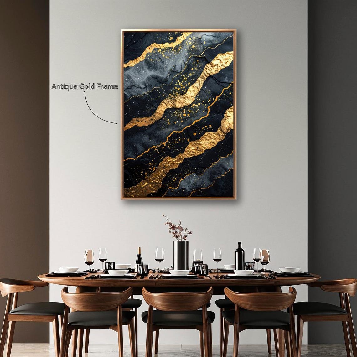 Black Gold Marble Abstract Geode Luxury Modern Art Wall Decor Poster - Image 3