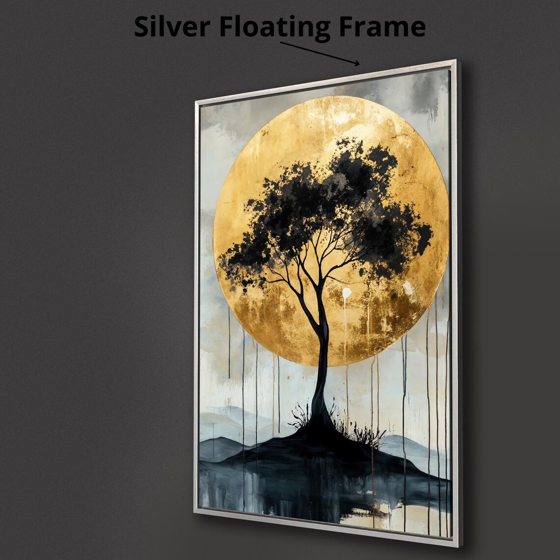 Black Tree Silhouette, Abstract Sun Art Print - Image 3