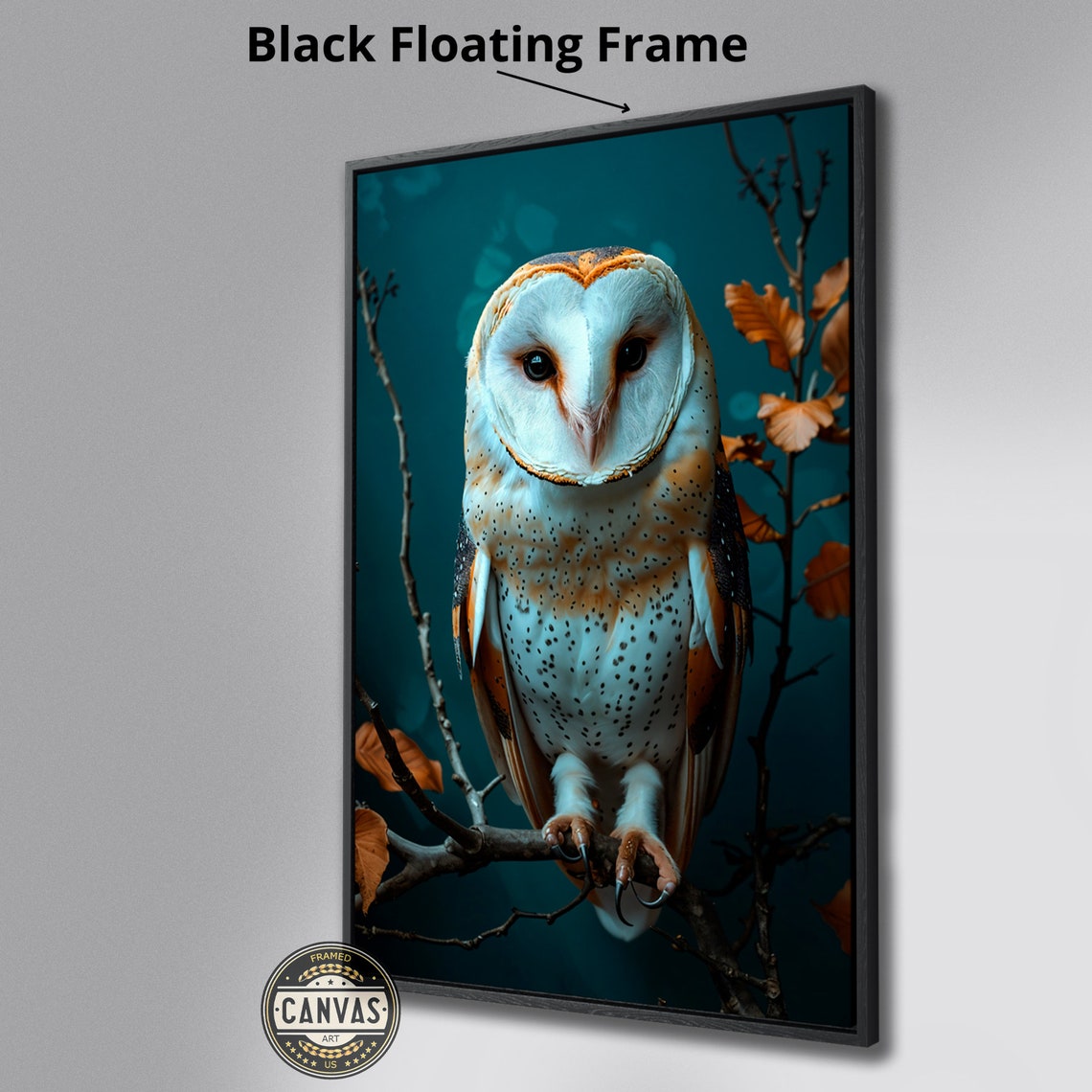 Barn Owl Perched On Branch Nocturnal Bird Wildlife Photography Print - Image 2