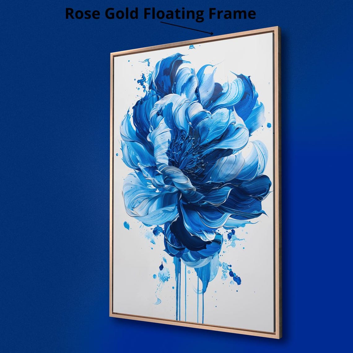 Vibrant Blue Flower Abstract Thick Paint Splash Floral Poster - Image 2