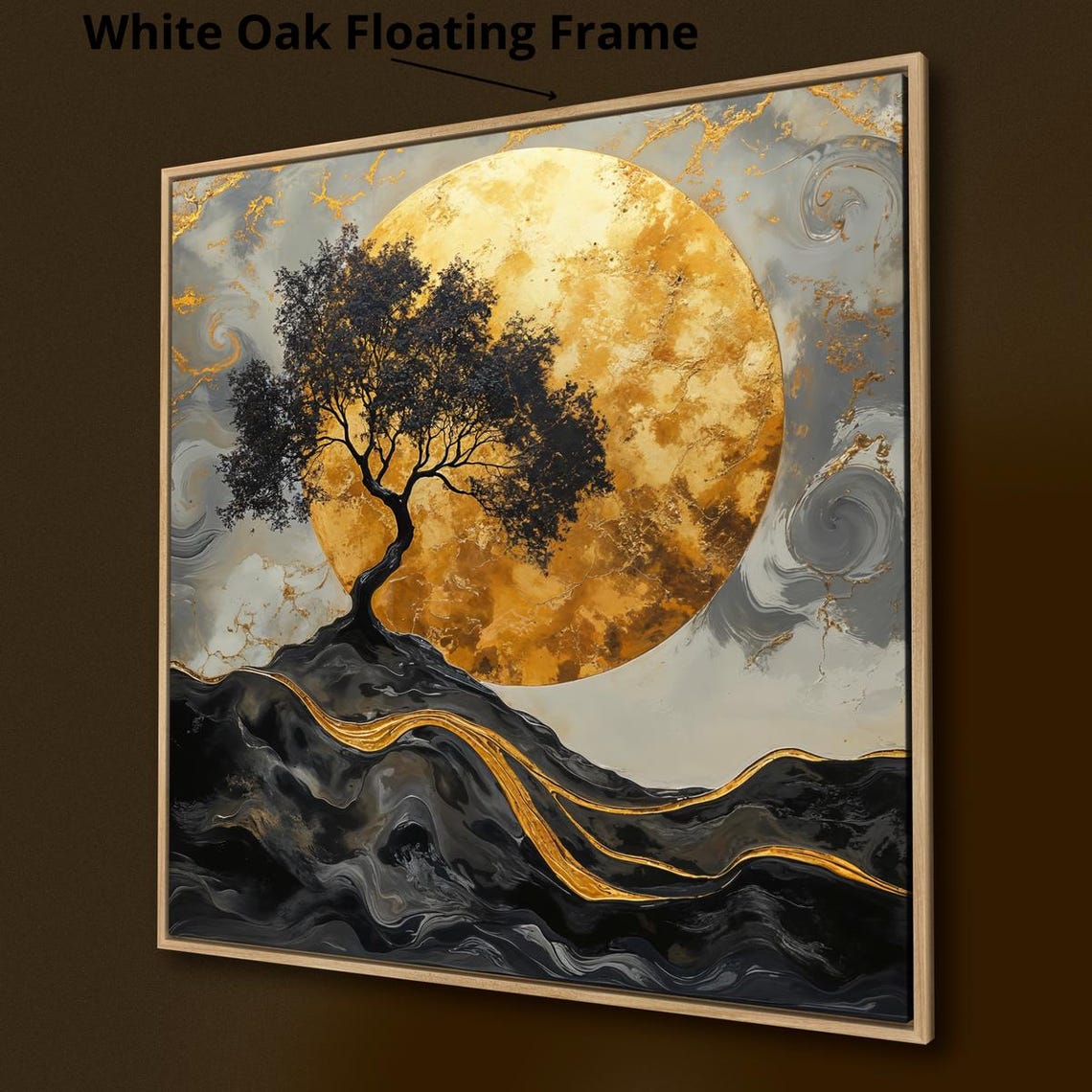Black Tree Before Giant Golden Full Moon Rolling Hills Wall Poster - Image 3