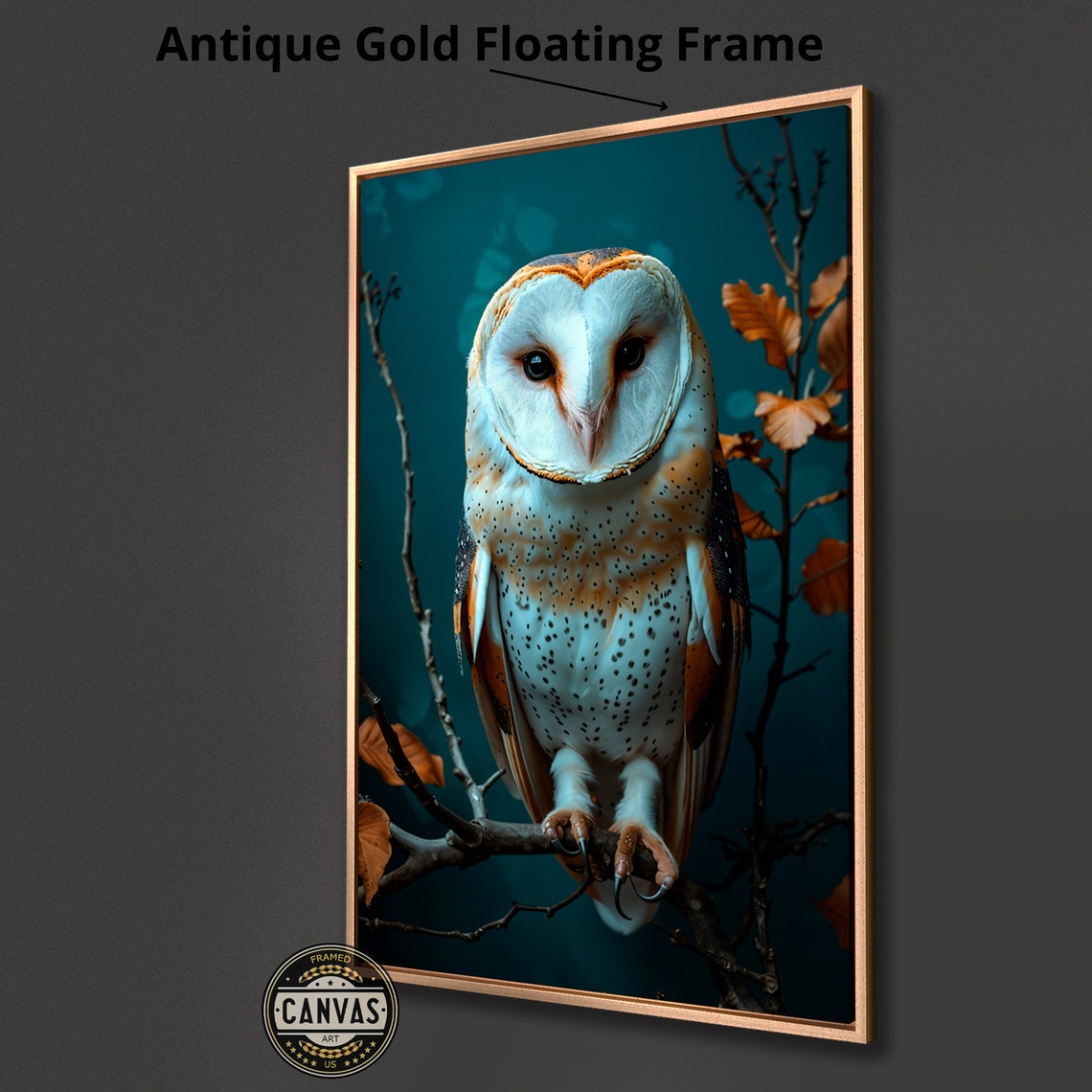 Barn Owl Perched On Branch Nocturnal Bird Wildlife Photography Print - Image 3