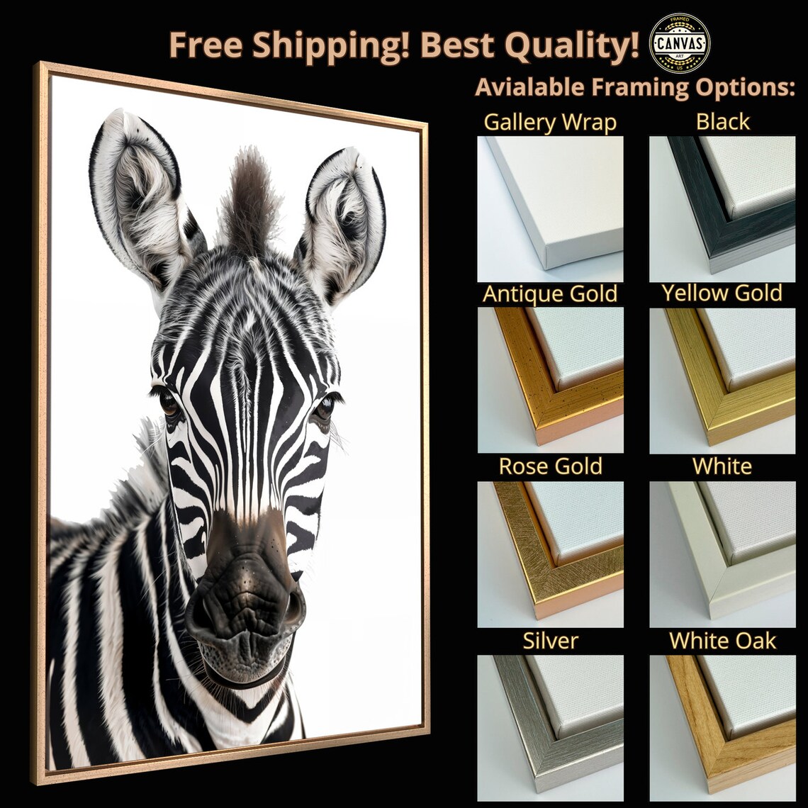 Striking Zebra Face Close Up Black And White Safari Wildlife Art Poster - Image 5