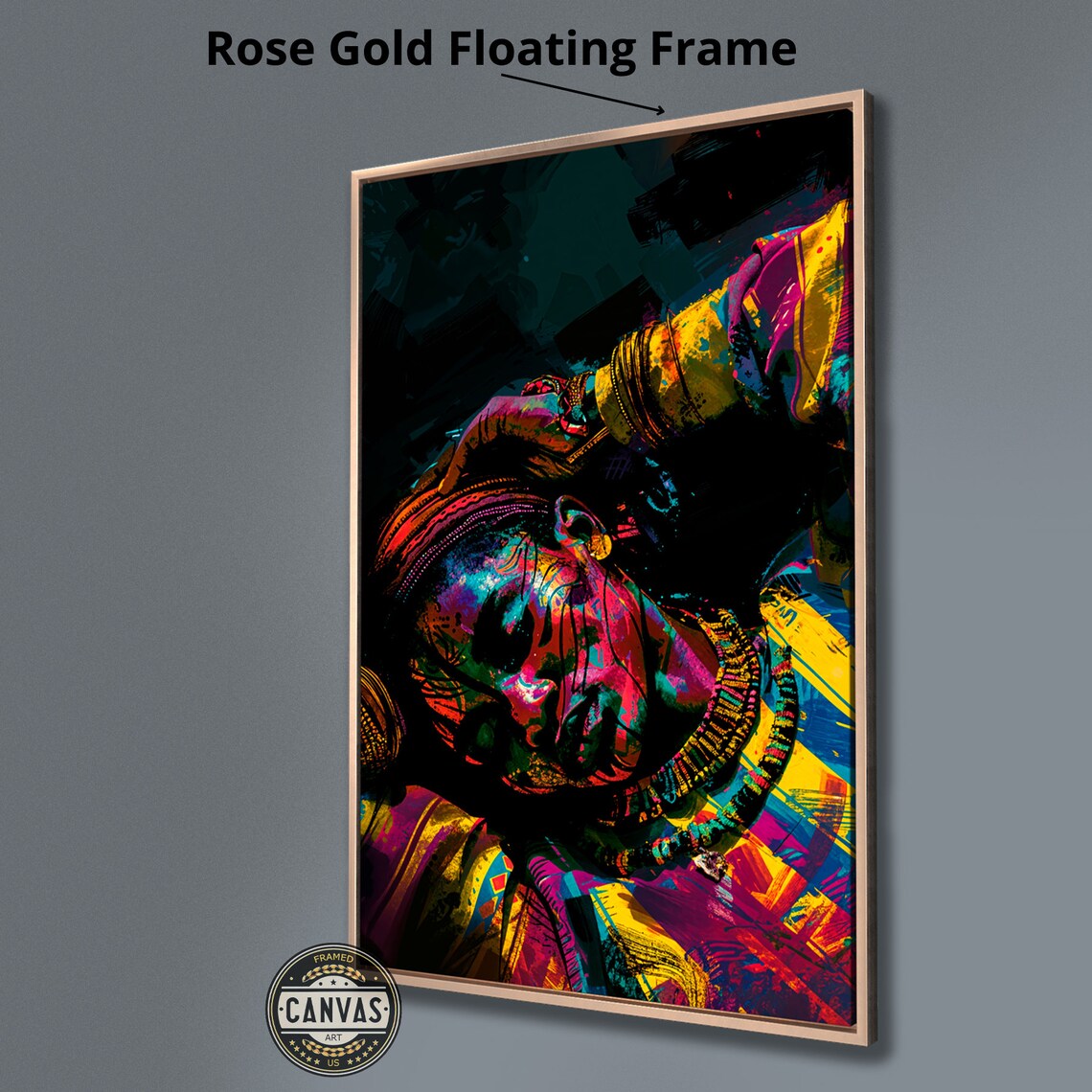 African Woman Abstract Portrait Neon Tribal Face Paint Wall Poster - Image 3