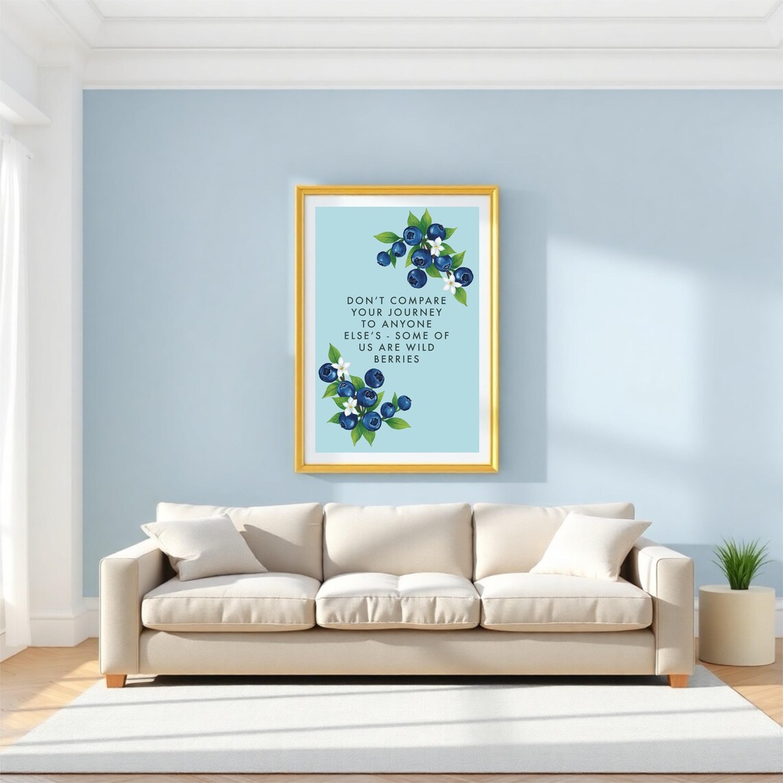 Do Not Compare Your Journey Wild Berries Quote Blueberry Botanical Poster - Image 2
