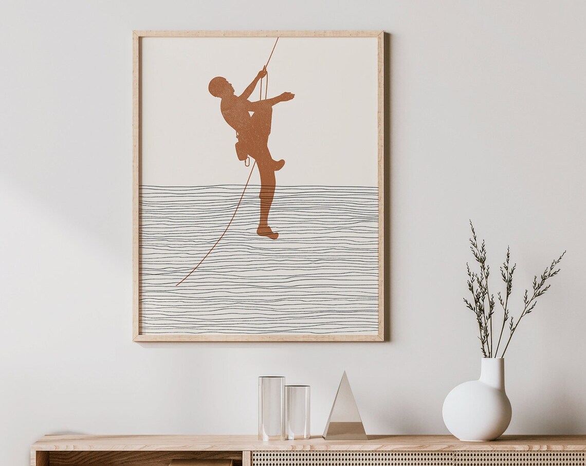 Boho Rock Climber Minimalist Climbing Art Print