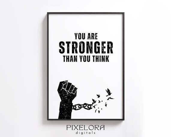 You Are Stronger Motivational Wall Art Inspirational Poster Encouraging Quote Office Decor