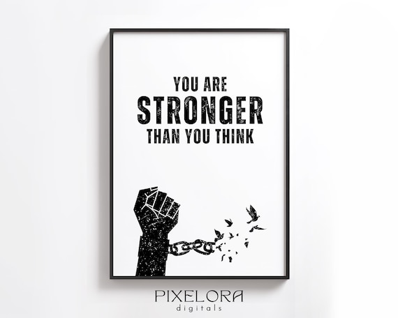 You Are Stronger Than You Think Bold Quote Motivational Poster With Chain