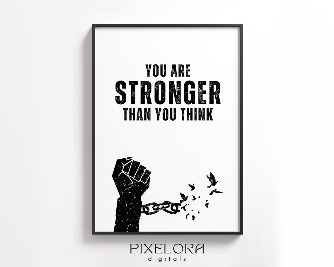 You Are Stronger Motivational Wall Art Inspirational Poster Encouraging Quote Office Decor