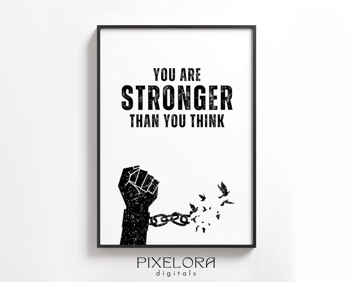 You Are Stronger Than You Think Bold Quote Motivational Poster With Chain