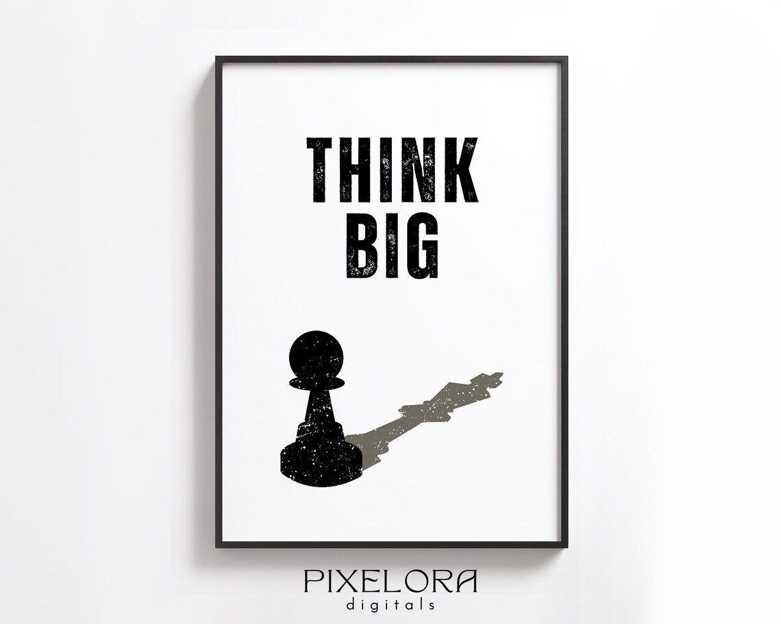 Think Big Quote Motivational Wall Art Inspirational Poster Encouraging Artwork Office Decor