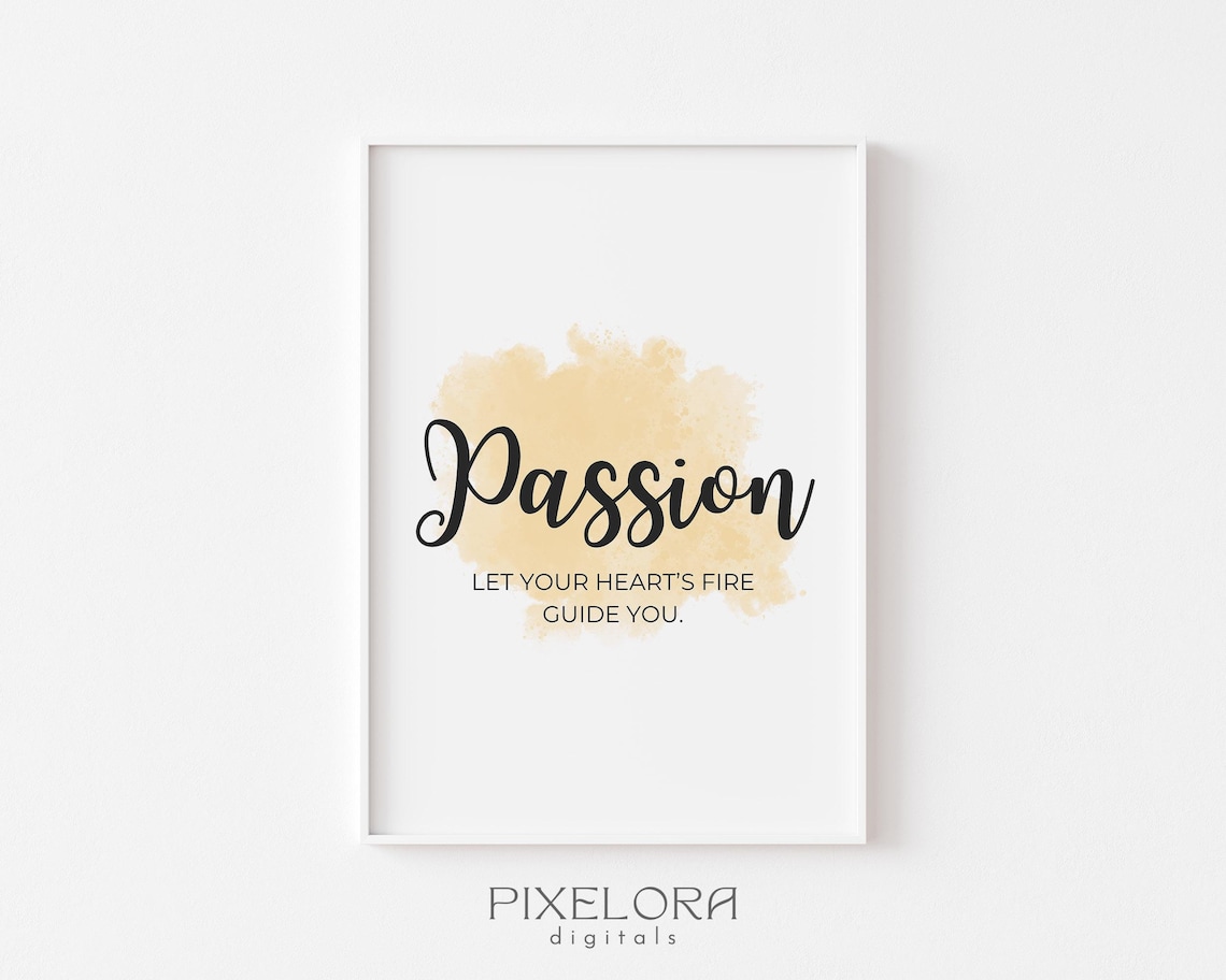 Passion Definition Script Quote Soft Tan Watercolor Motivational Poster
