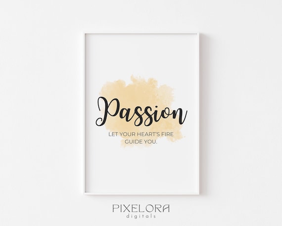 Passion Definition Script Quote Soft Tan Watercolor Motivational Poster