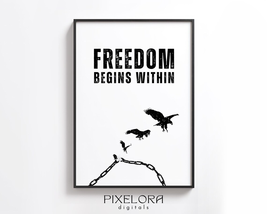 Freedom Begins Within Motivational Wall Art Inspirational Poster Encouraging Quote Office Decor