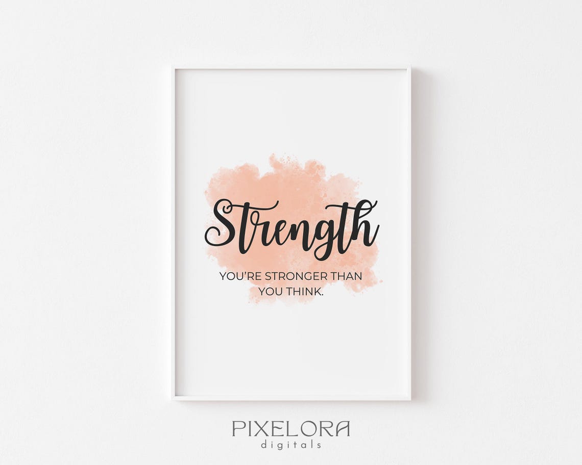 Strength Definition Script Quote Peach Watercolor Motivational Poster