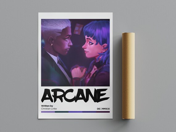 Arcane Ekko Jinx Face to Face Neon Night Club Dance Anime Poster