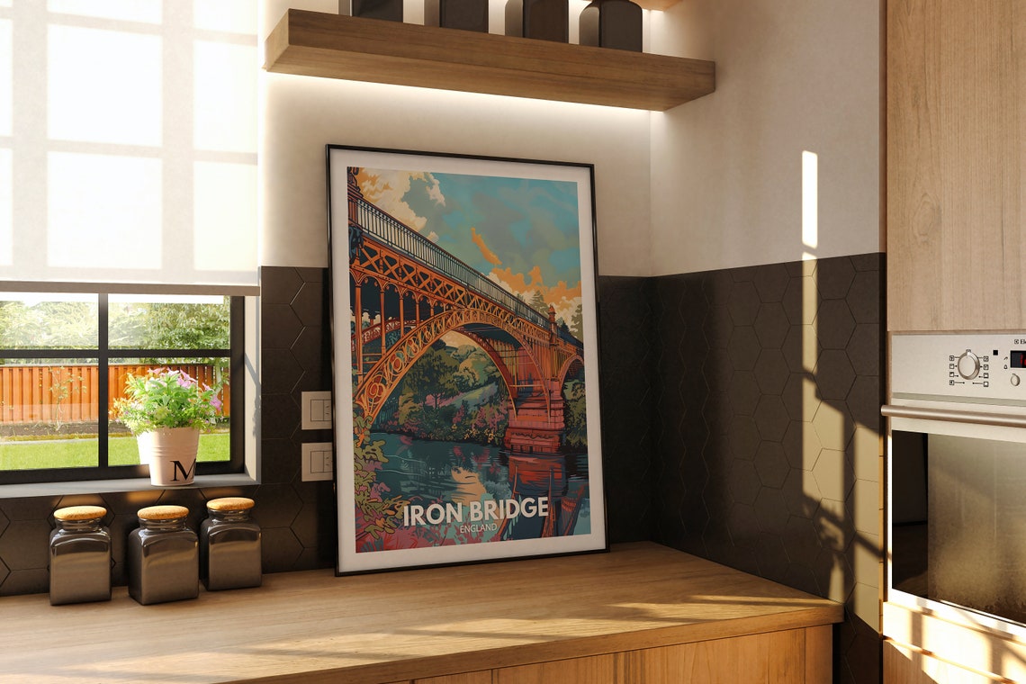 Iron Bridge England Cast Iron Arch Bridge Gorge River Poster - Image 3