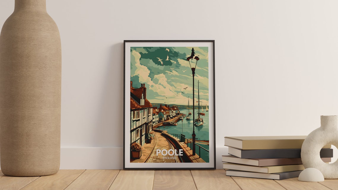 Poole Art Print Poole City Poster Uk Wall Art England Decor British Travel Poster United Kingdom Print England City Art - Image 3
