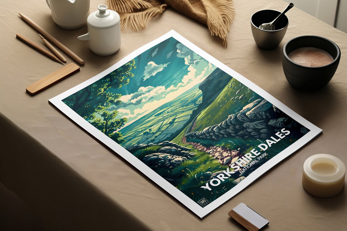Yorkshire Dales National Park Dry Stone Wall Walking Trail Poster - Image 2