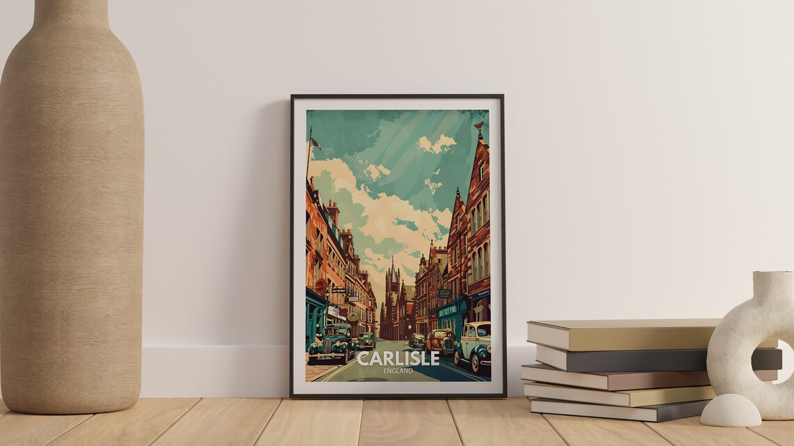 Carlisle England Historic Cathedral City Street Vintage Travel Poster - Image 3