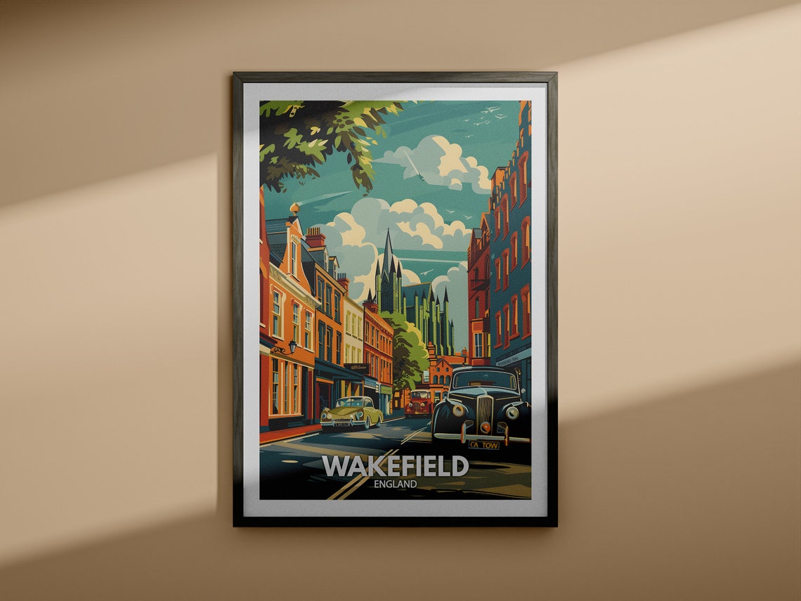 Wakefield Art Print Wakefield City Poster Uk Wall Art England Wall Decor British Travel Poster United Kingdom Print England City Art - Image 4