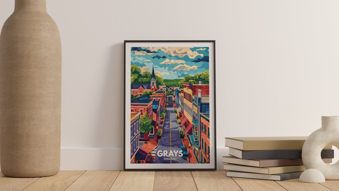Grays Art Print Grays City Poster Uk Wall Art England Wall Art Decor British Travel Poster United Kingdom Print England City Art - Image 3