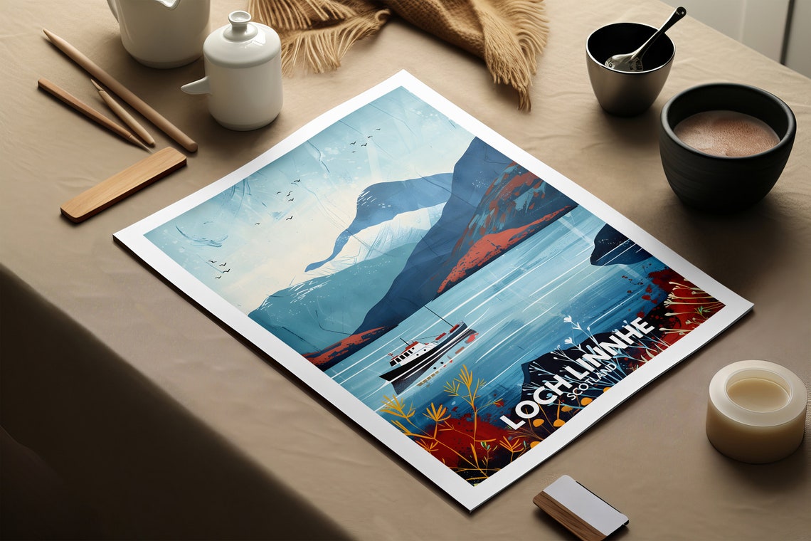 Loch Linnhe Print Loch Linnhe Poster Scotland Lake Travel Poster Lake Wall Art Decor United Kingdom Lake Art Scotland Nature Poster - Image 2