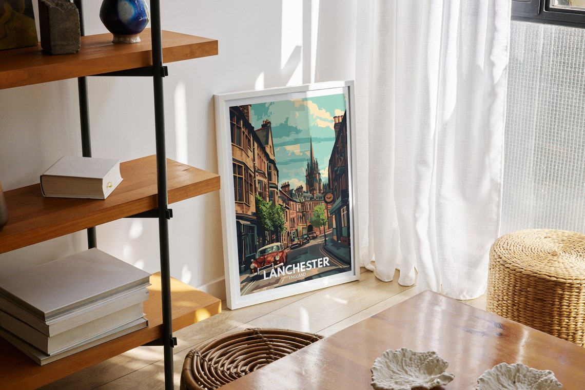 Lanchester Art Print Lanchester City Poster Uk Wall Art England Decor British Travel Poster United Kingdom Print England City Art - Image 2