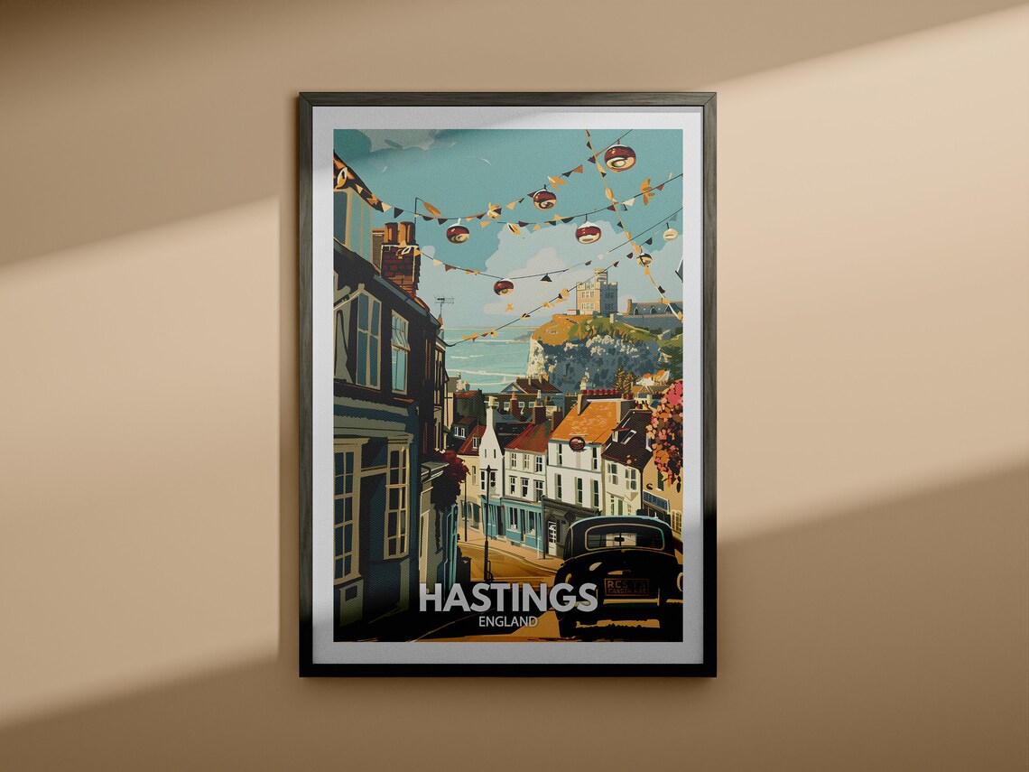 Hastings Print Hastings Poster Uk Wall Art England Wall Art Decor British Travel Poster United Kingdom Print England City Art - Image 4