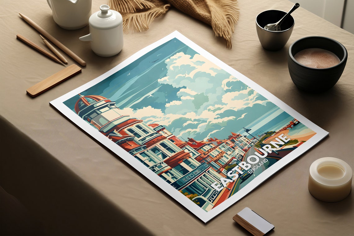 Eastbourne Art Print Eastbourne Poster Uk Wall Art England Wall Art Decor British Travel Poster United Kingdom Print England City Art - Image 2