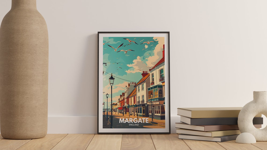 Margate England Seaside Street Seagulls Summer Travel Poster - Image 3
