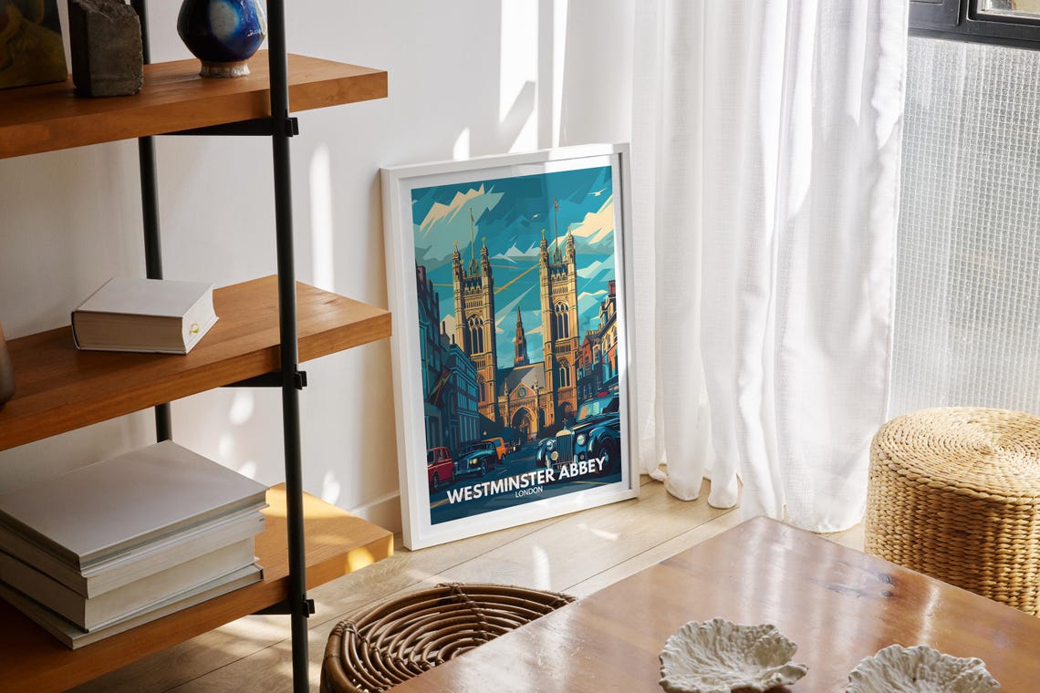 Westminster Abbey Print Westminster Abbey Poster Uk Wall Art London Wall Art Decor London Travel Poster England Travel Poster - Image 2