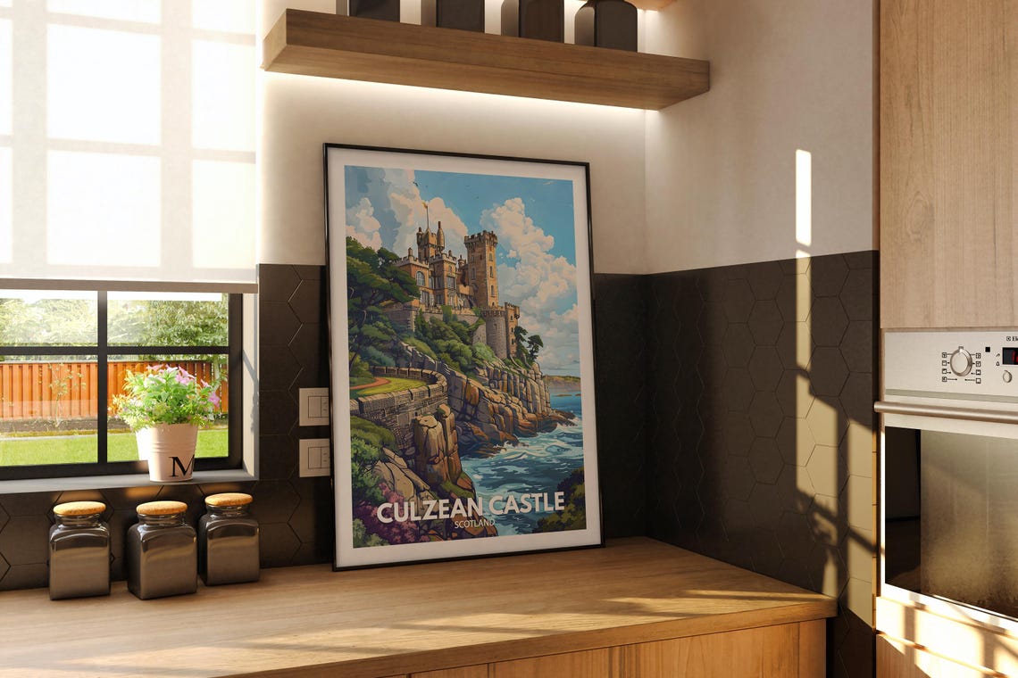 Culzean Castle Scotland Dramatic Rocky Cliffside Sea View Poster - Image 3