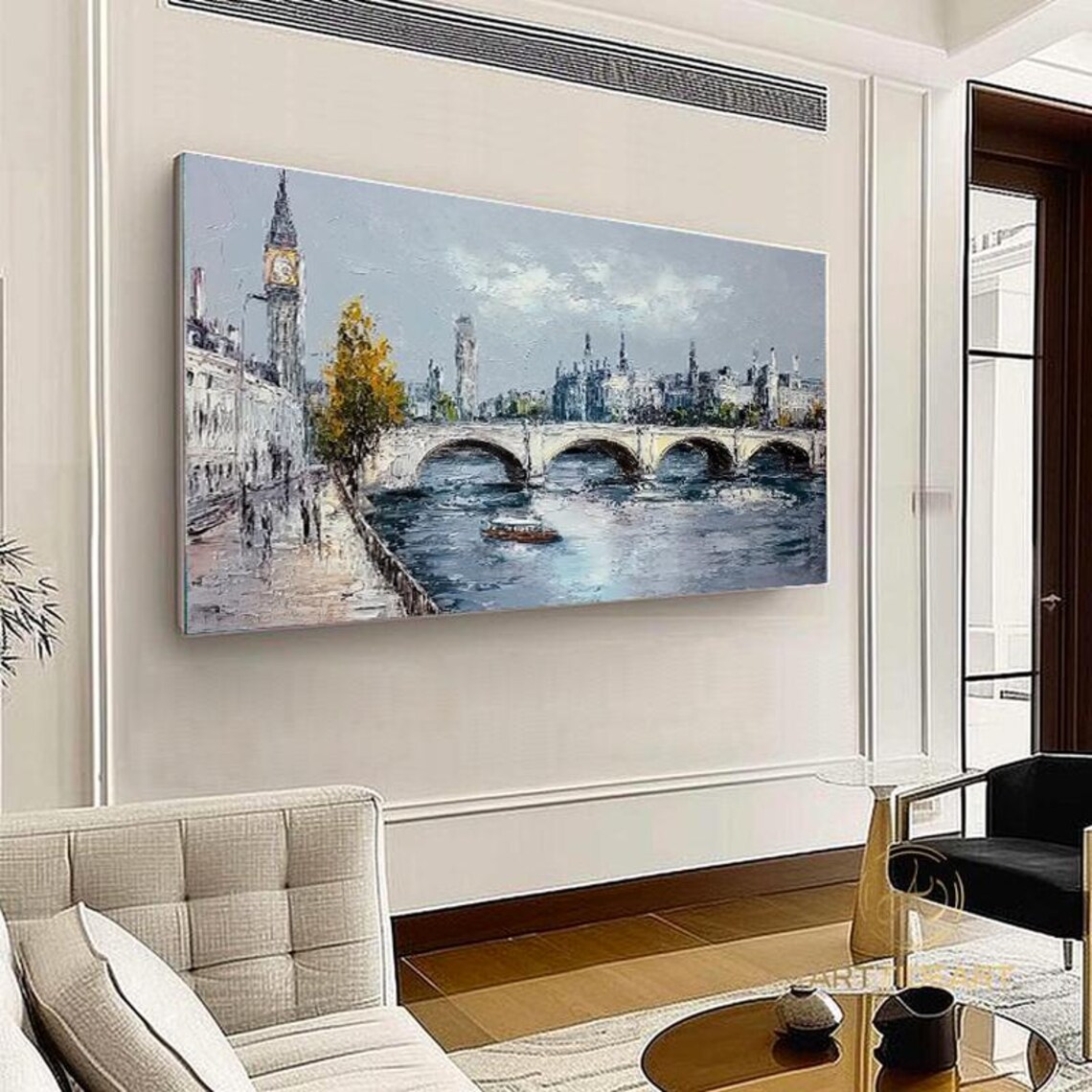 Iconic London Big Ben and Westminster Bridge Oil Painting Poster - Image 5