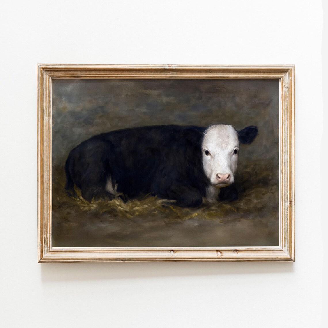 Antique Cow Painting, Cottage Style Art Print