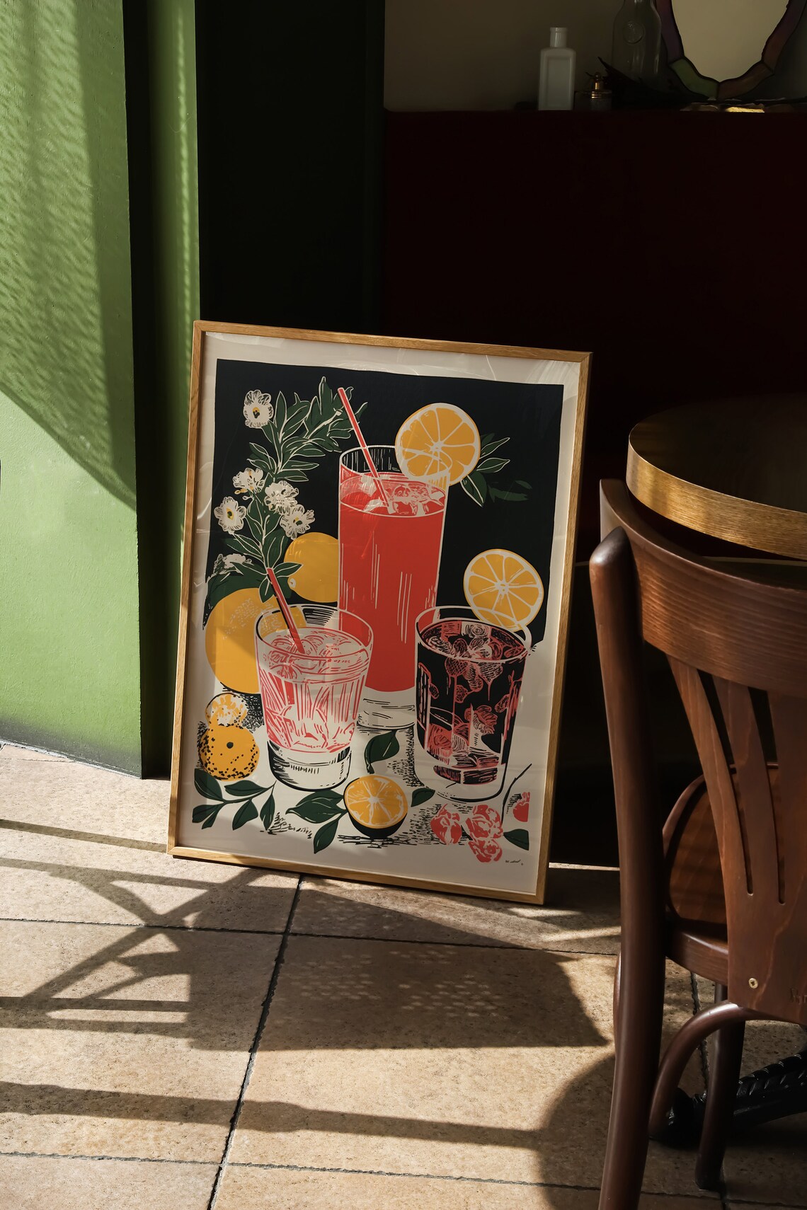 Retro Cocktails Block Style Art Print, Funky 70s - Image 3