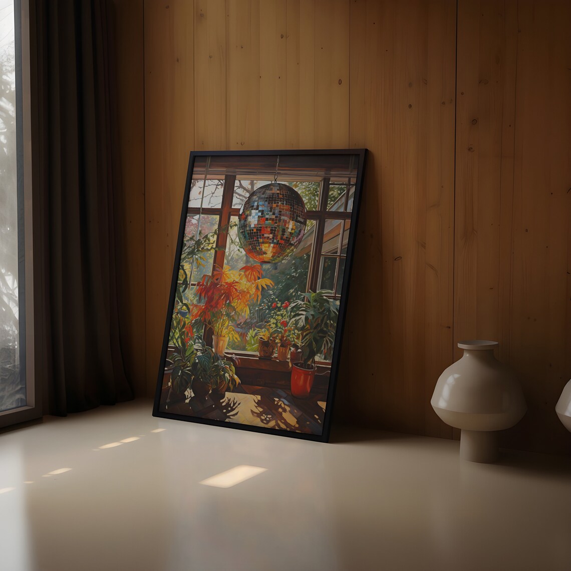 Disco Ball Conservatory Art Print, 1970s Retro Style - Image 3
