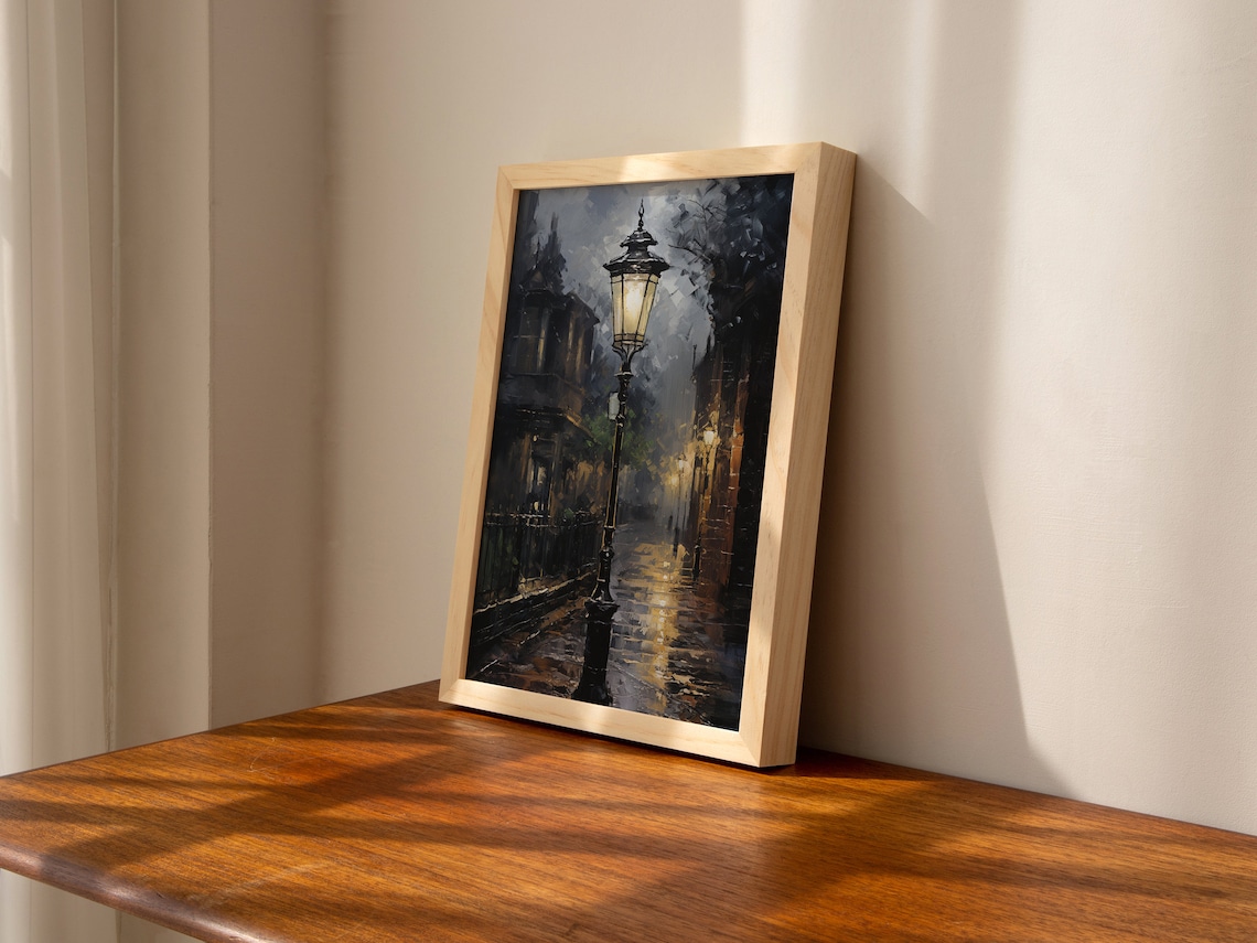 Victorian Street Lamp Moody Art Print, Dark Academia - Image 3