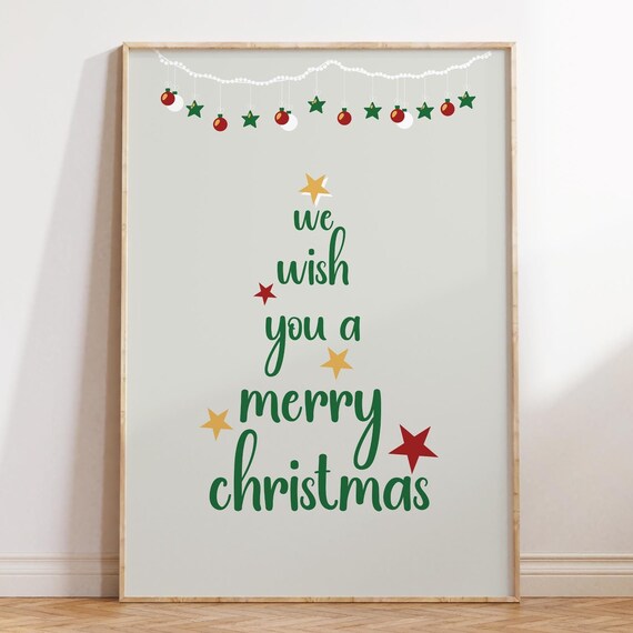 We Wish You A Merry Christmas Tree Typography Holiday Poster
