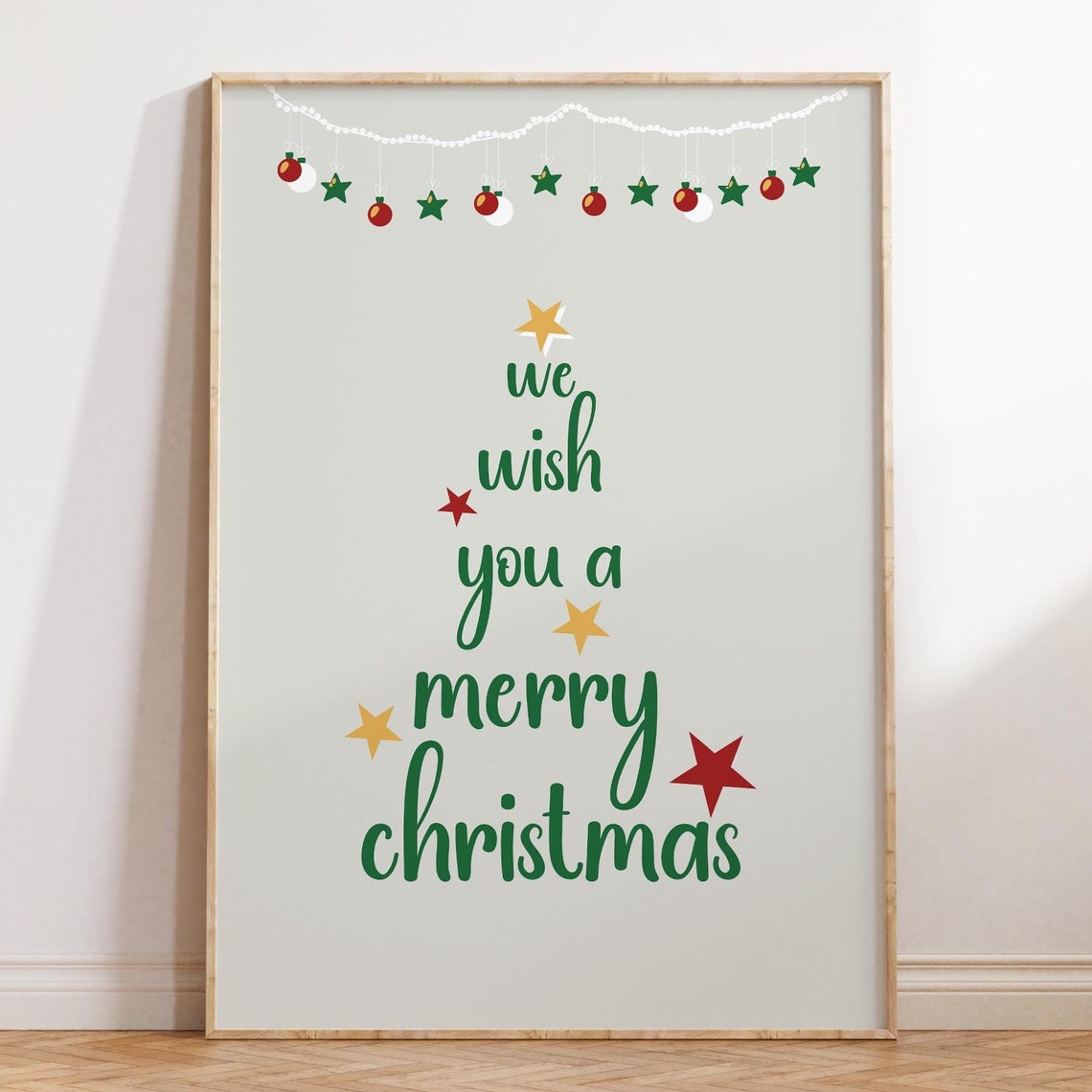 We Wish You A Merry Christmas Tree Typography Holiday Poster