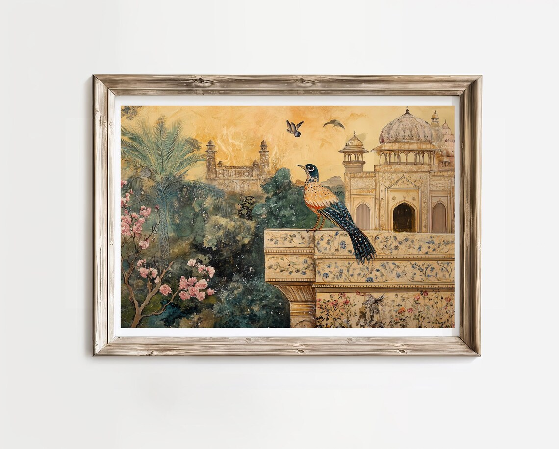 Mughal Chirya Bird Art Print, Mughal-Inspired