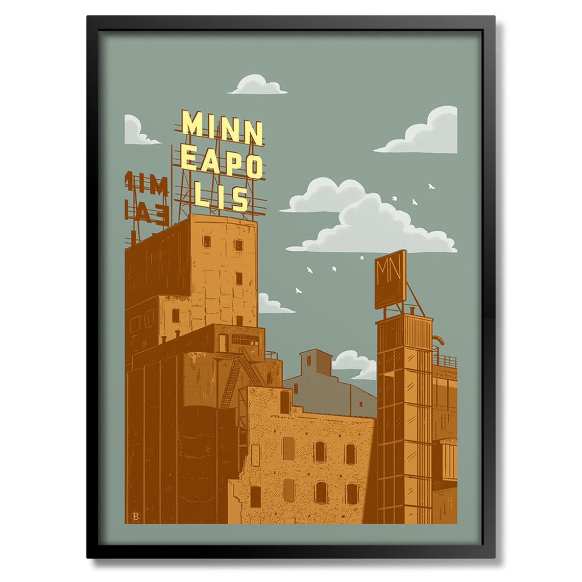 Minneapolis Gold Art Print, Travel Poster