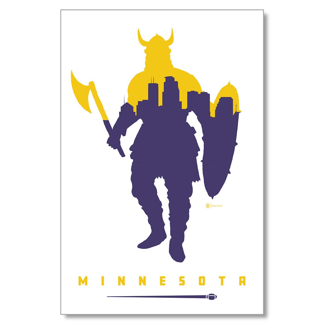 Minnesota Football Travel Poster, Sports Postcard