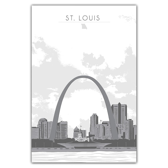 St Louis Skyline Travel Poster, City Postcard